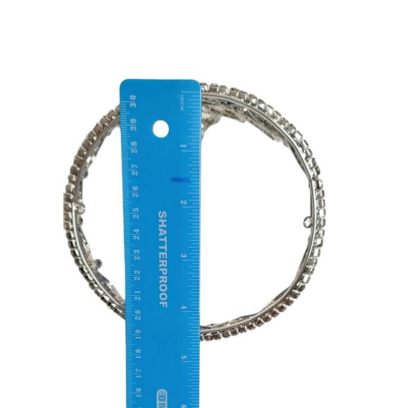 Silver Tone Clear Prong Set Rhinestone Bridal Wedding Pageant Tiara - Picture 8 of 9